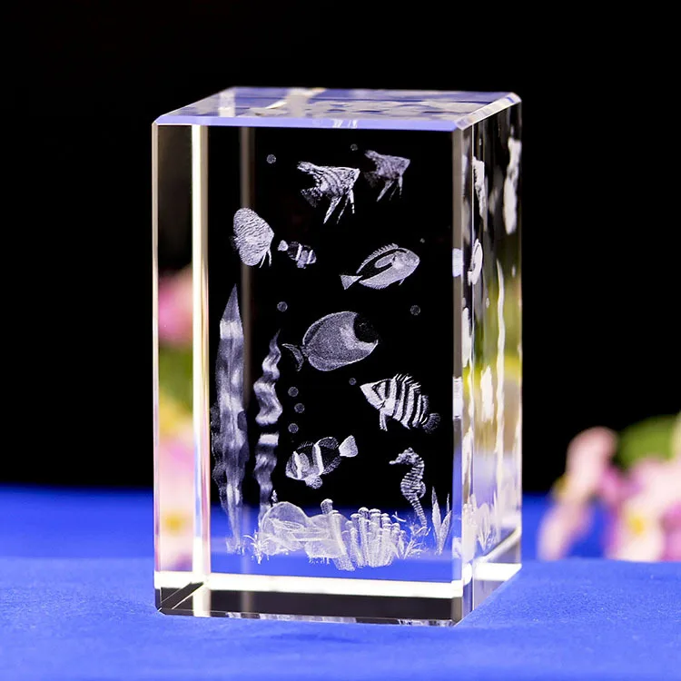 

K9 Crystal Laser 3D Internal Sculpture Inter-engraving Statue Submarine World Figurines and Miniatures Aquarium Souvenirs Decor