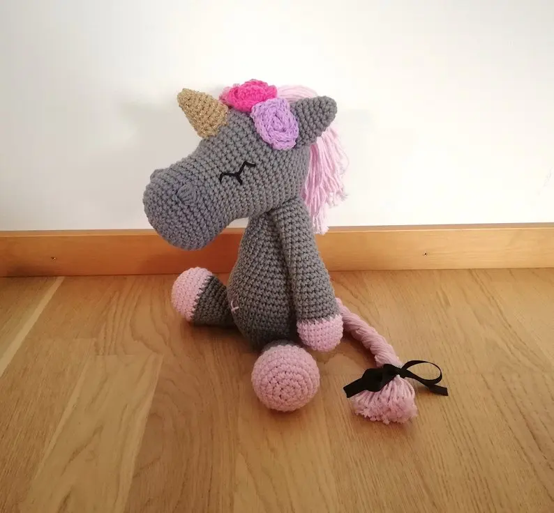 Вязаные игрушки амигуруми погремушки кукла Единорог Номер модели SBY008