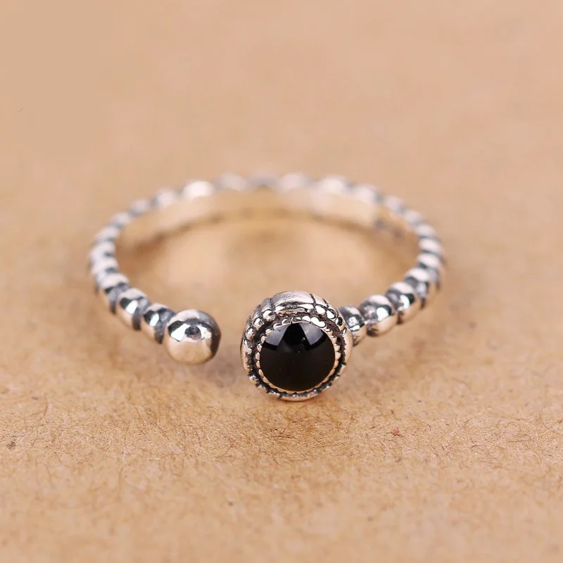 Bijoux богемные винтажные серебряные черные круглые кольца для женщин Свадебные