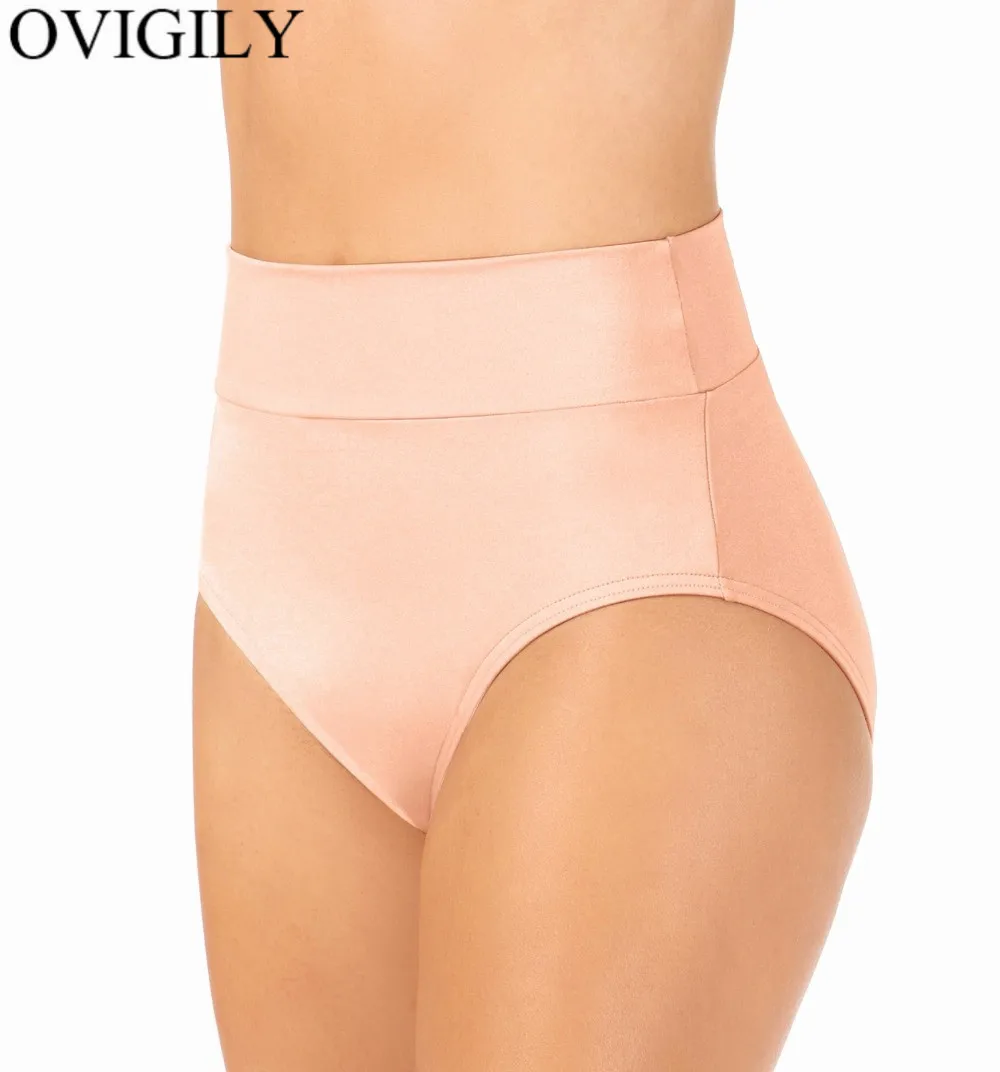 

OVIGILY Women's Nylon Black Performance Shorts Girls High Waist Dancing Shorts Spandex Lycra Underwear Ballet Skinny Bottoms