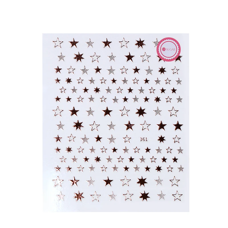 Rose Gold 3D Nail Sticker Star Alphabet Geometry Feather DIY  Tips Nail Art Transfer Stickers Decoration 1 Sheet 01