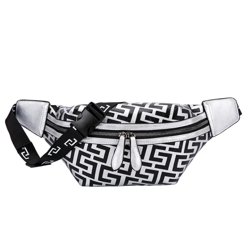 

Fashion Pu Leather Waist Bags Labyrinth Printing Fanny Packs Casual Bolsa Feminina Belt Bags For Womens 5 Colors