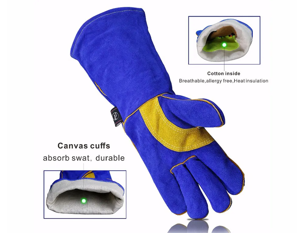 Safety Gloves For Working Welding Security Cowhide Gloves Soldering Protective Lengthen Welder Repair Workplace Safety Supplies (2)