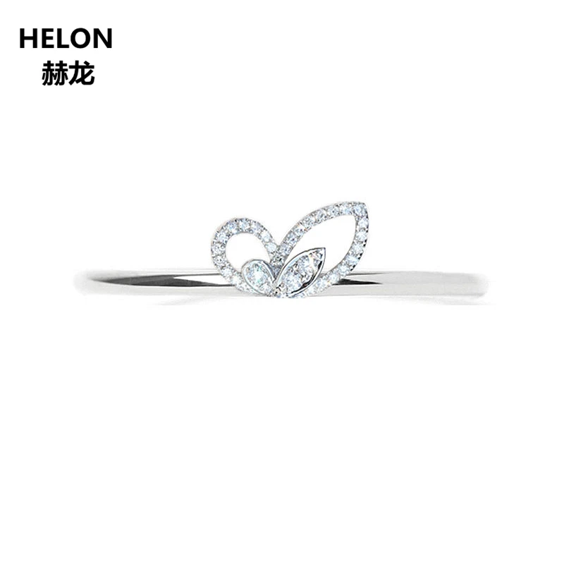 

0.12CT Natural Diamonds Engagement Ring Solid 14k White Gold Wedding Anniversary Band Fine Jewelry