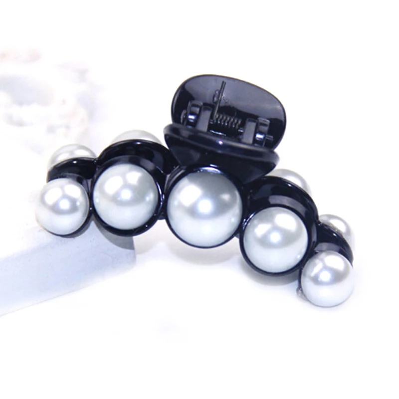 Emulational Pearl Top Gripper Hairpins Crystal Rhinestone Hair Clip Hair Crab Plastic Hair Claws for Women Clamp Resin Barette