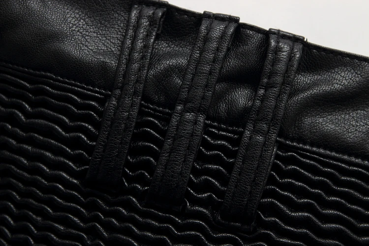 PU Leather Men's stylish Riding Jeans Biker slim pants 14