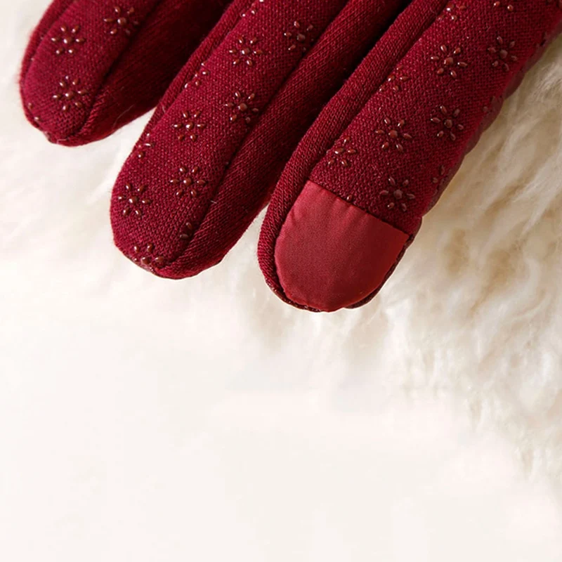 Осенне-зимние женские замшевые Элегантные Перчатки Женский галстук-бабочка шерстяные варежки перчатки мягкие зимние теплые варежки для вождения