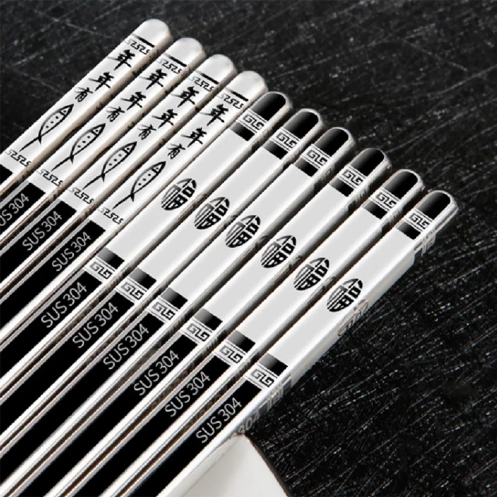 

Stainless Steel Non-slip Anti-Scalding Dinner Hollow Square Chopsticks Household Tableware Dinnerware Gift