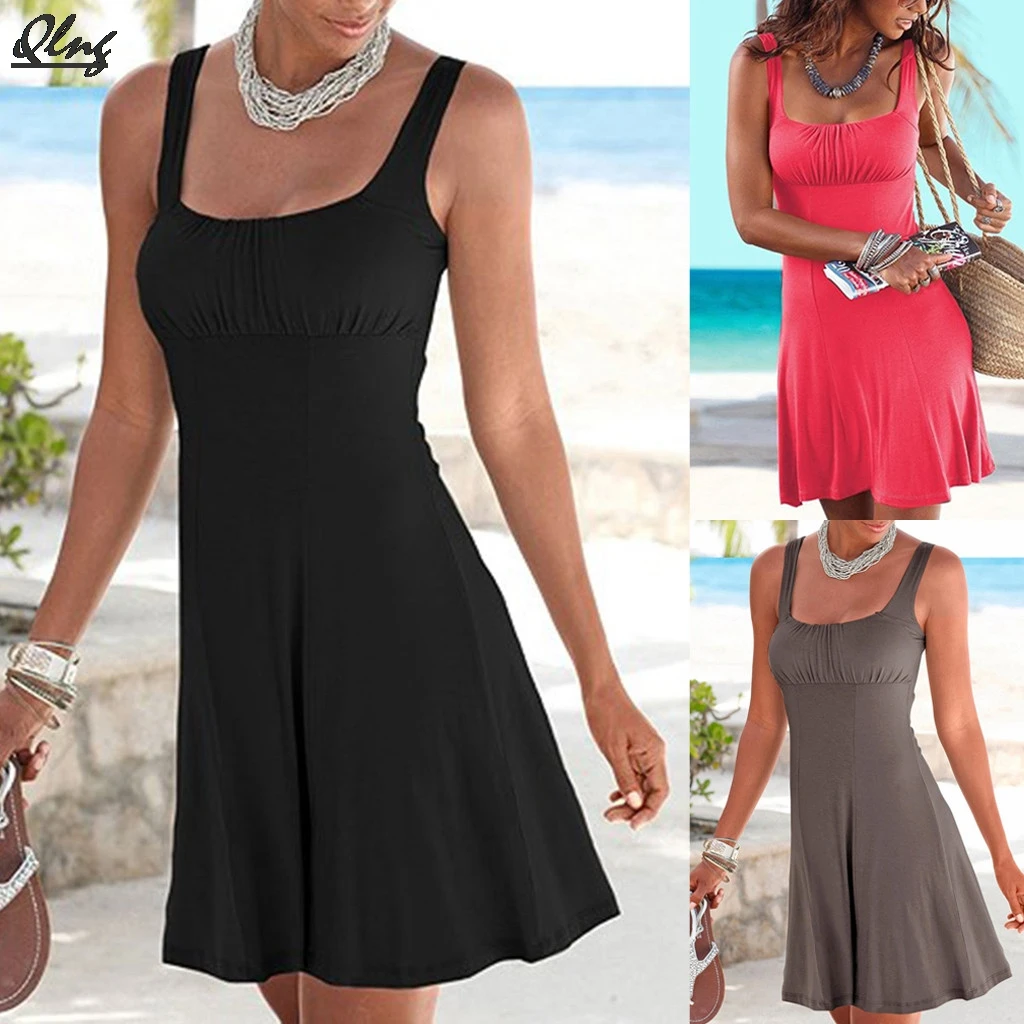 

2019 Womens Casual Boho Sleeveless Beachtime Short Bodice Dress Party Dress ,vestidos,vestido,robe femme