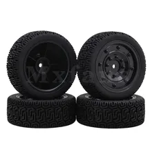 Mxfans 70x26mm Black Plastic Enclosed Wheel Rims with Rubber No 7 Pattern Tyres for RC 1