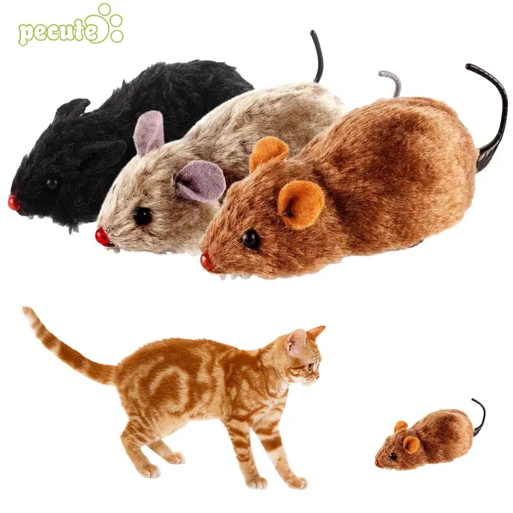 

New Little Mouse Furry Plush Toy Squeak Noise Sound Rat Fun Gift Dog Pet cat toy pet collar