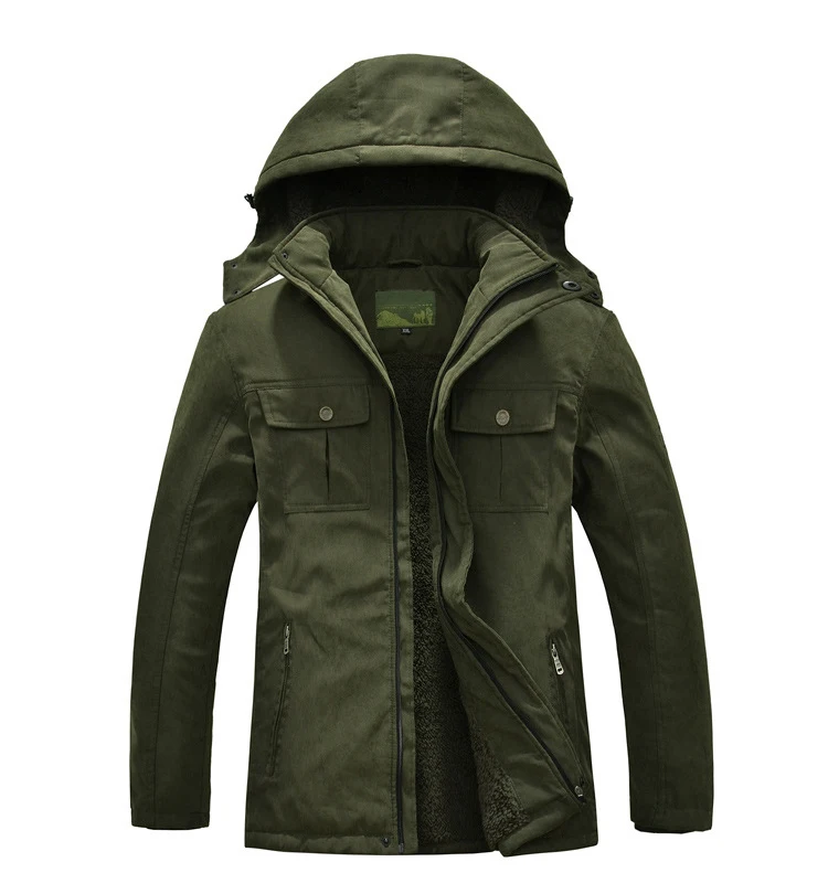 Winter Men Fleece Jacket Over Coat Warm Military Cotton Padded Coat