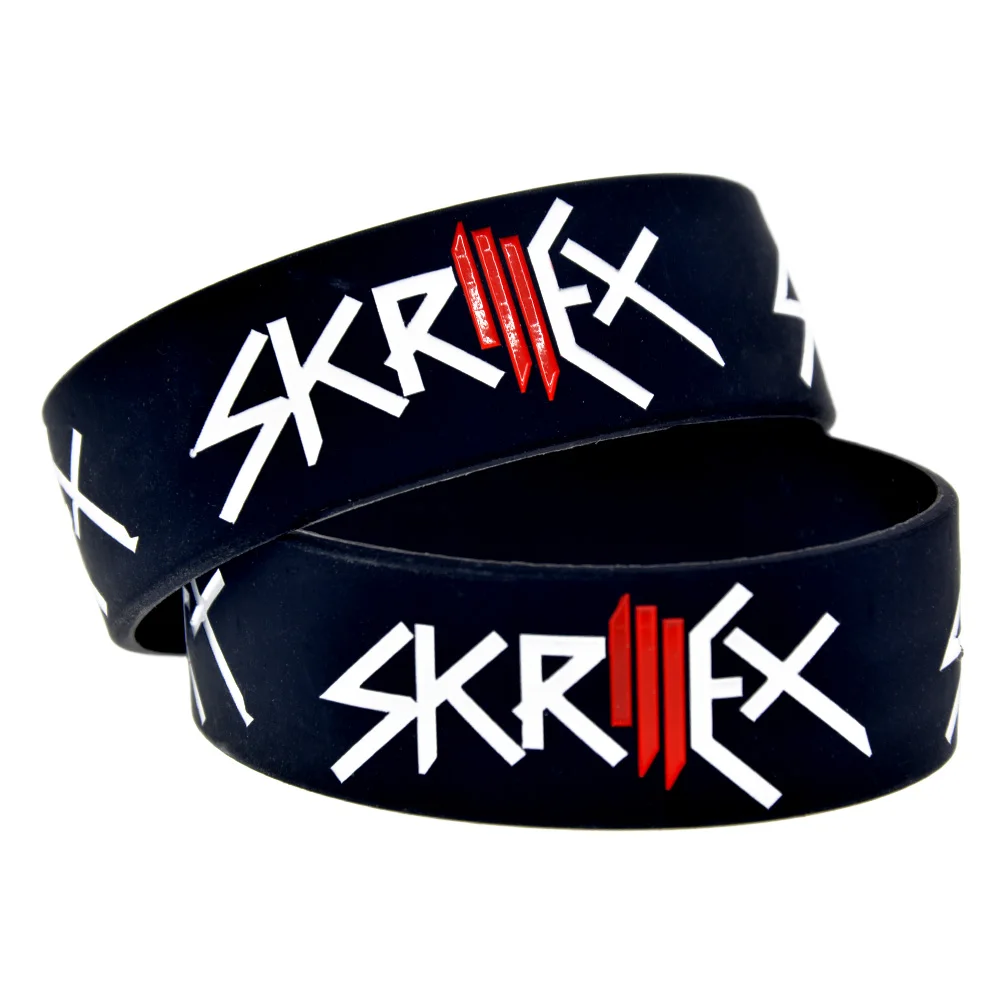 1 шт. черный Debossed Skrillex силиконовый Wrsitband для любителей музыки