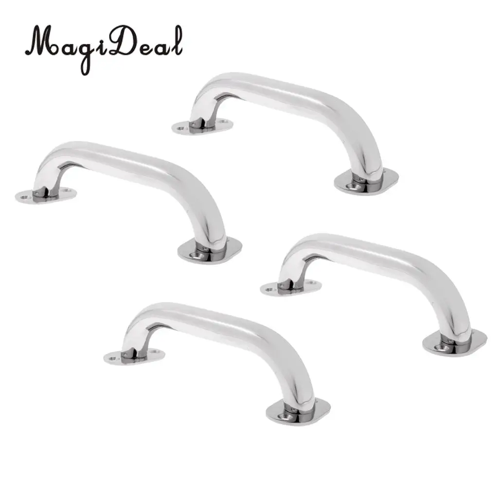 Marine Durable 4 Pieces Kayak Canoe Boat Door Hatch Grab Handle Handrail 9` Oval Base Marine 316 Stainless Steel Hand Rails