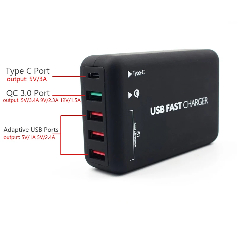 Универсальное зарядное устройство с несколькими USB портами и поддержкой быстрой