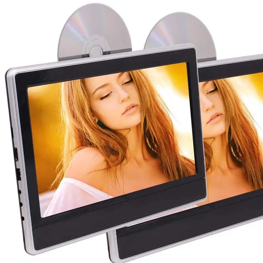 

A Pair of Car Headrests 11.6'' Dual DVD Player Monitor for Car HDMI DVD SD IR FM Transmitter USB AV 32Bit Games+Remote Control