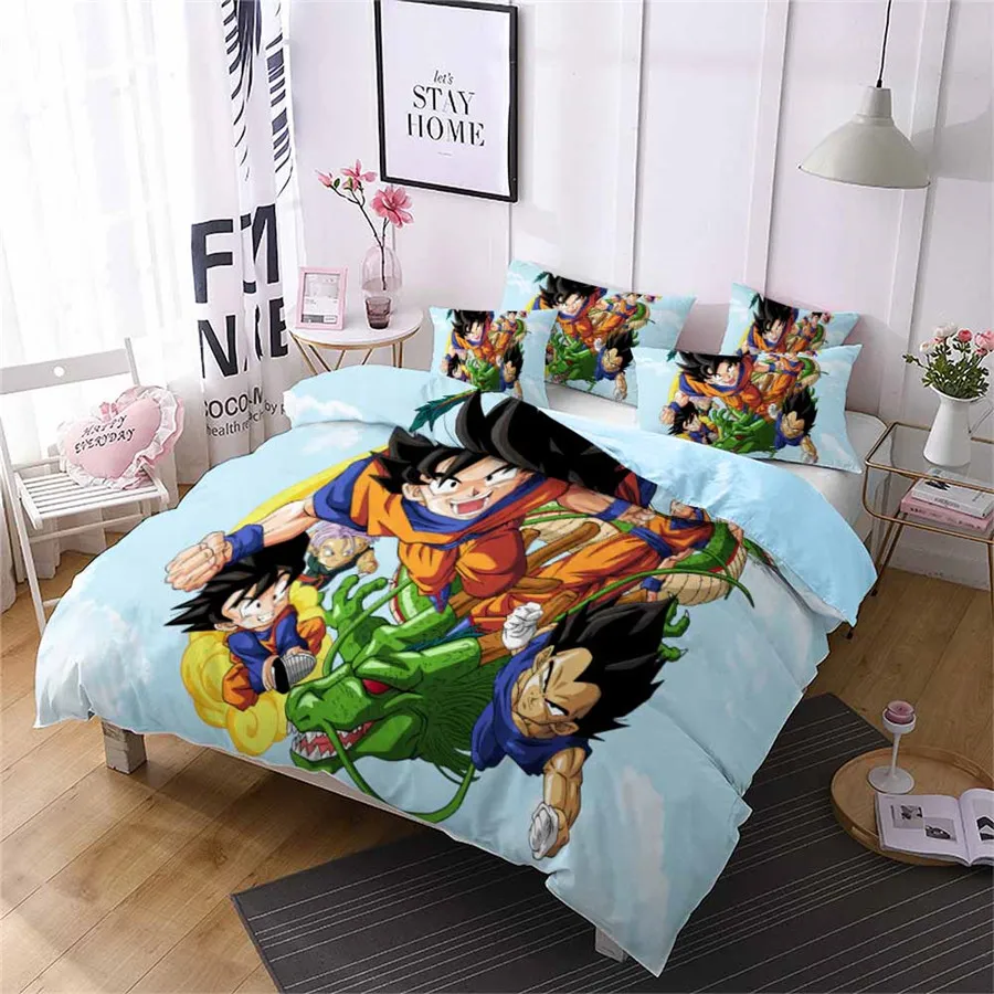 HELENGILI 3D Bedding Set Dragon Ball Print Duvet Cover Set Bedcloth with Pillowcase Bed Set Home Textiles#LZ-24