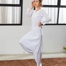 India Traditional Woman Yoga Costume Cotton Hand-made Embroidery Zen Training Top Thin Kundalini White Top Ethnic Style