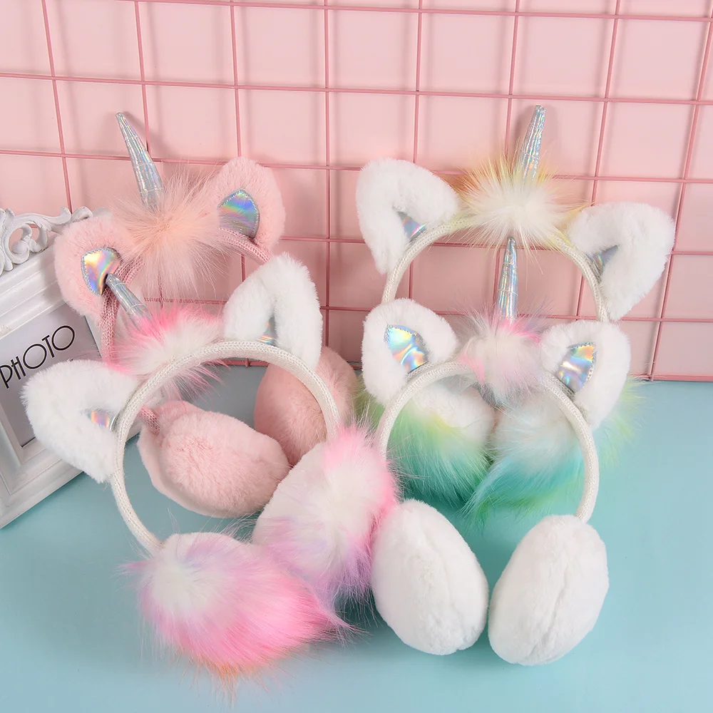 

New High Quality Winter Ear Muffs Kids Lovely Thicken Plush Unicorn Ear Warmer Earmuffs Oreille Ear Cover Oorwarmers Dames