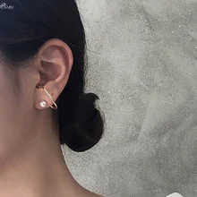 AOMU Корея жемчужные серьги для женщин девочек Сережка-гвоздик с геометрическим металлические серьги S925 Стерлинговое Серебро булавки серьги набор ювелирных изделий