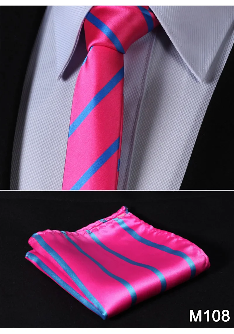 Полосой точки 2.1" Шелковый Свадьба тонкий узкий Для мужчин галстук платок Набор# M1 платок классический свадьбу
