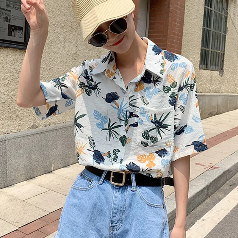 Floral short sleeve shirt womens Outlet