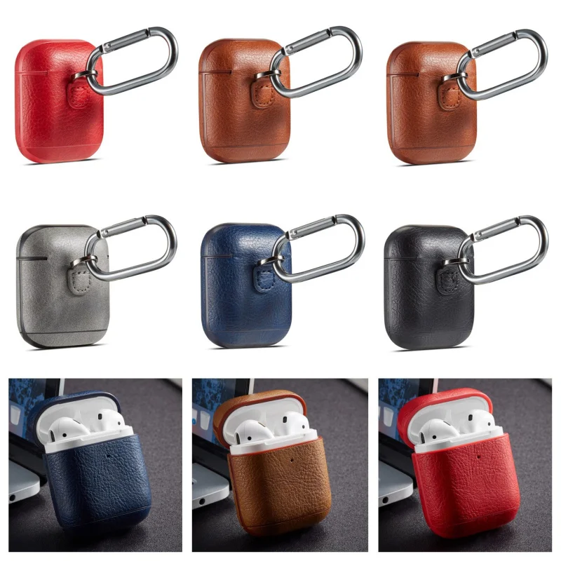 

luxury Earphone Case For Apple Airpods Case PU Leather Wireless Bluetooth Headphone Cover AirPods Accessories With Keychain