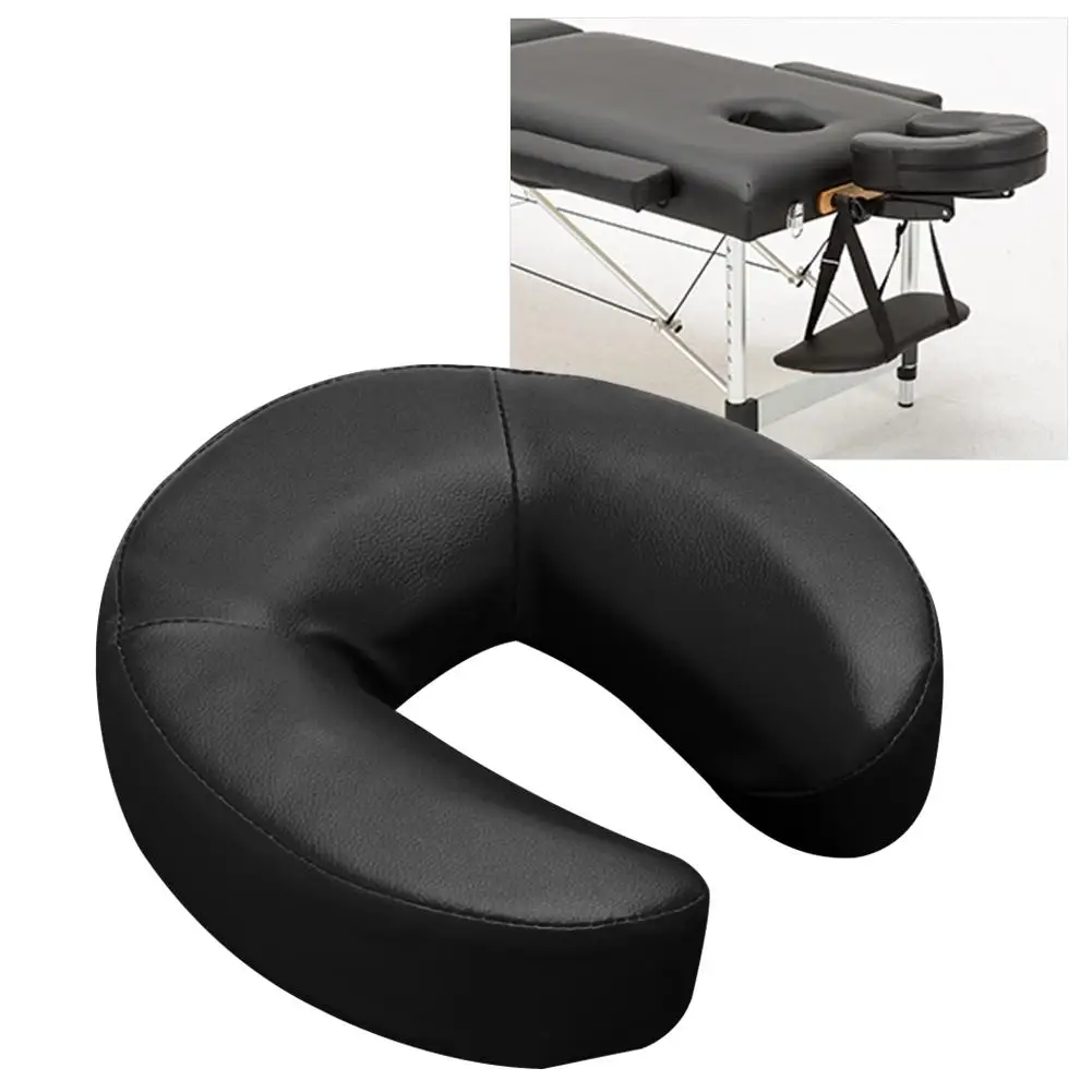 U Shaped PU Leather Foam Face Cradle Cushion Pillow For Massage Chinese Acupuncture Table Black Universal 3