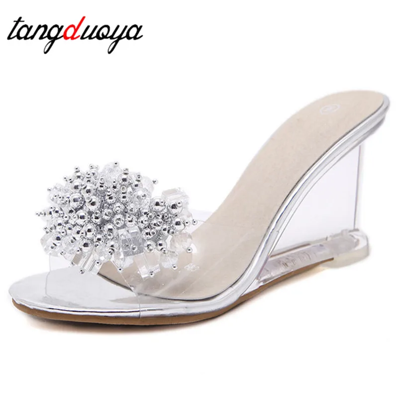 rhinestone sandals wedge