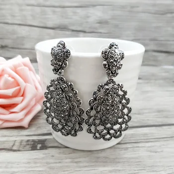 

5 Pairs Fashion flower shape drop earrings Pave Rhinestone Earrings charm Handmade dangle Jewelry For Women ER691