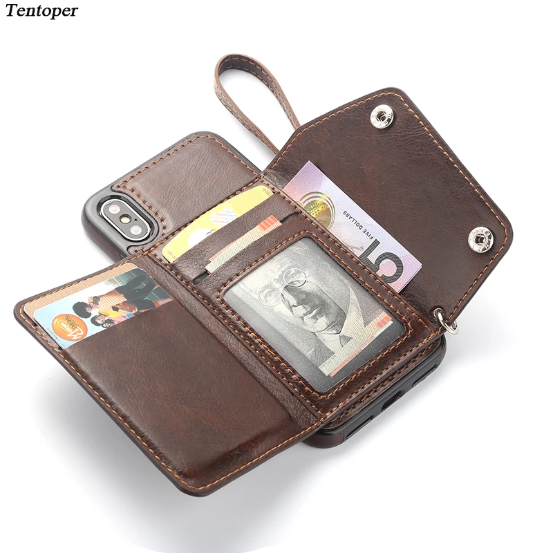 Retro PU Leather Case For iPhone X 10 8 7 Plus 6 Card Slot Holder Cover Samsung S8 Note Luxury Protective Back Gel | Мобильные