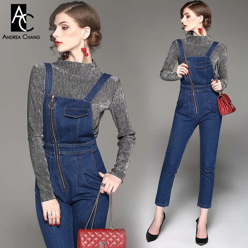 Otoño invierno mujer traje de plata gris blusa azul oscuro denim trajes de  pantalones de la correa cremallera frontal traje de algodón de estilo  preppy|women outfits|women autumn outfitsoutfit women - AliExpress