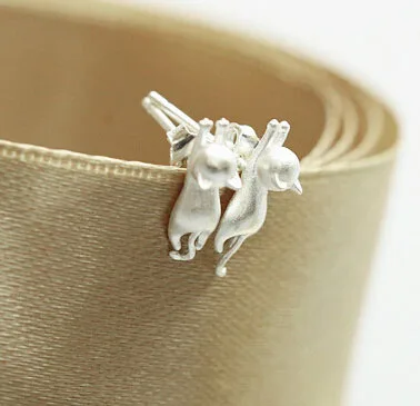 Женские серьги гвоздики из серебра 925 пробы с котом|cat stud earrings|fashion earringsstud earrings |