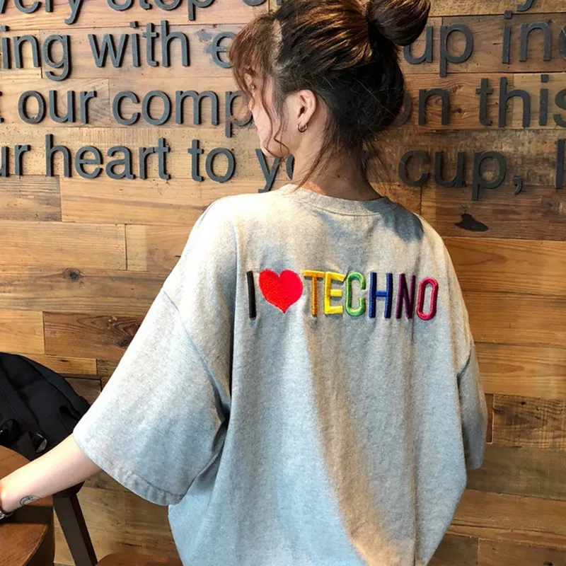Женская футболка с надписью Back Love черная/серая Повседневная большого размера