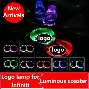 

2X Car Logo Light LED Cup Drink Holder Stickers For Infiniti EX FX G25 G37 FX35 EX25 EX35 FX37 EX37 Q60 QX50 QX70 Accessories
