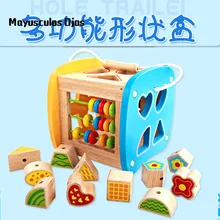 1 шт. Дети раннего обучения многофункциональная форма соответствующая коробка стучать бусины цифровые фрукты когнитивные деревянные развивающие игрушки