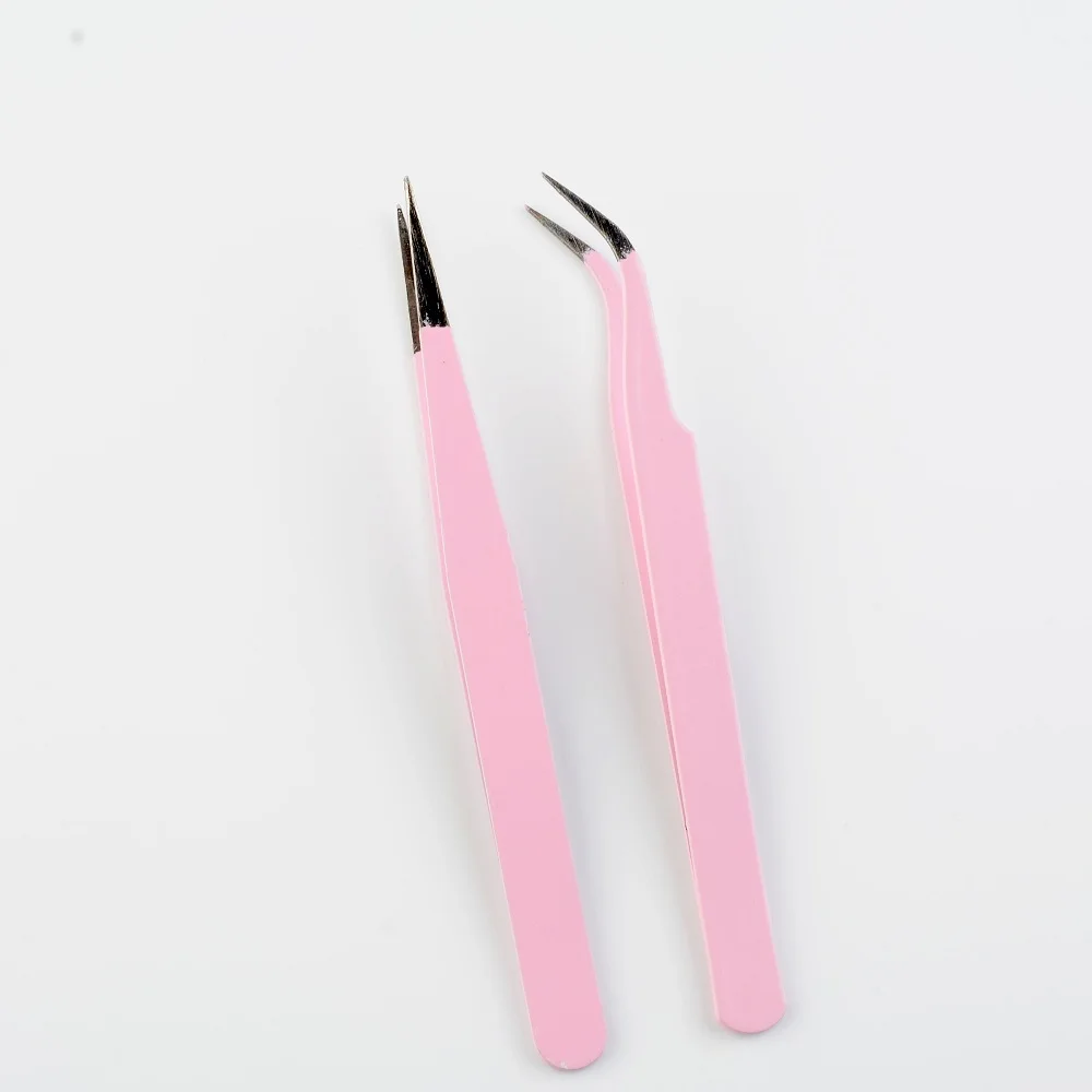 

Stainless Steel Curved Straight Tweezer Nail Art Acrylic Gel Picking Tool Rhinestones Gem Decor Black Eyelash Tweezers