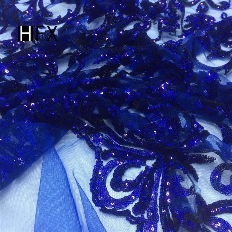 HFX High Quality African Lace Fabrics Embroidery Sequins Lace Fabric French Tulle Net Lace Fabric for Nigerian Wedding F1706-2