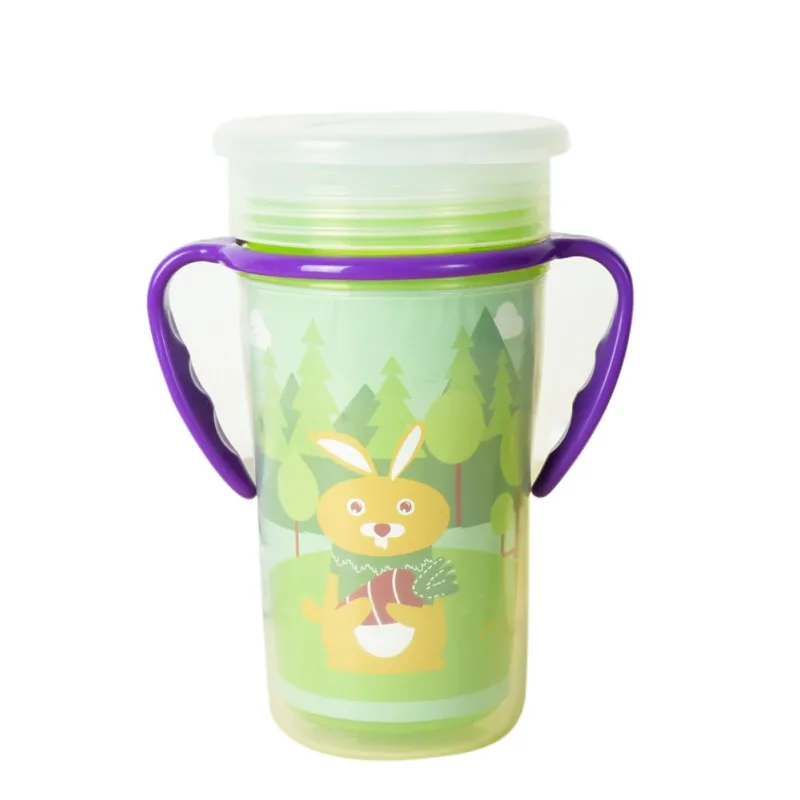 300 мл, чашка для кормления детей, двойная, утолщенная, для детей, учится кормлению, питьевая вода, соломенная ручка, бутылочка, тренировочная чашка для кормления детей - Цвет: Армейский зеленый
