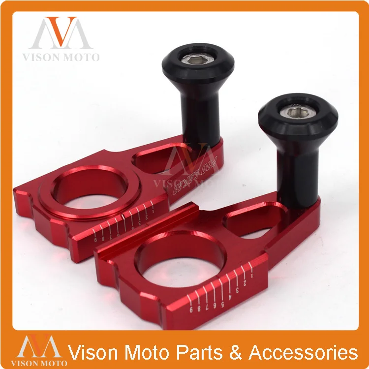 CNC Rear Chain Adjuster Axle Blocks With Slider Spool Bolts For Honda