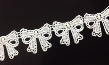 

4.3cm milk fibre bowknot motif embroidery lace fringe trim,soft and elegant motif lace, bow motif lace,XERY0524K