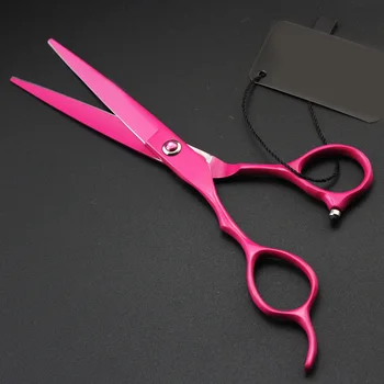 

2019 New 6.0 inch rose red left hand scissors Professional Hairdressing Scissors hair scissors cut straight thin scissors custom