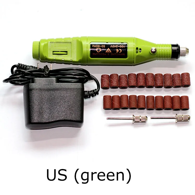 20 шлифовальных рукавов мини-набор для формирования ногтей 3/32 Тип сбора мощность электрическая дрель инструментарий Гель-лак для удаления инструмент Расп - Цвет: US - green
