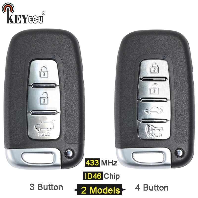 KEYECU 433 МГц ID46 PCF7952 чип 3/ 4 кнопки дистанционный ключ для Hyundai IX35 I30 Genesis Equus Veloster