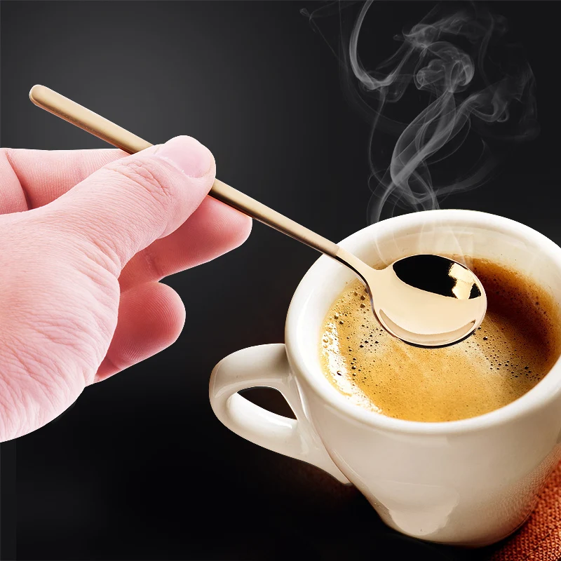 Coffeeware 304 الفولاذ المقاوم للصدأ اللون جولة القهوة المجارف كريم ملعقة مع هدية مربع