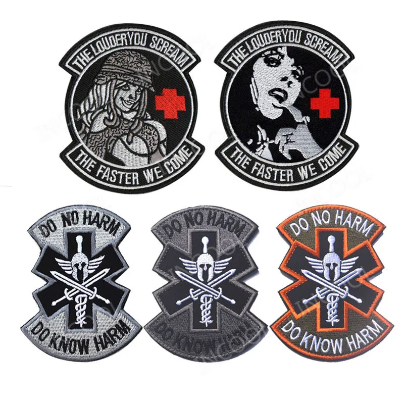

Medic Embroidered Patch Louder You Scream The Faster We Come Tactical Military Morale Patches Emblem Appliques Embroidery Badges