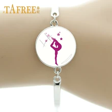 TAFREE гимнастика упражнения красивая девушка художественные картины браслеты художественное изображение стекло кабошон купол браслет ювелирные изделия GY184