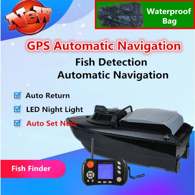 Smart GPS Positioning Navigation Nesting Boat 2CG Auto Feed Fish Finder Sonar Remote Control RC Bait Boat With 20A Battery Bag Smart GPS Positioning Navigation Nesting Boat 2CG Auto Feed Fish Finder Sonar Remote Control RC Bait Boat With 20A Battery Bag