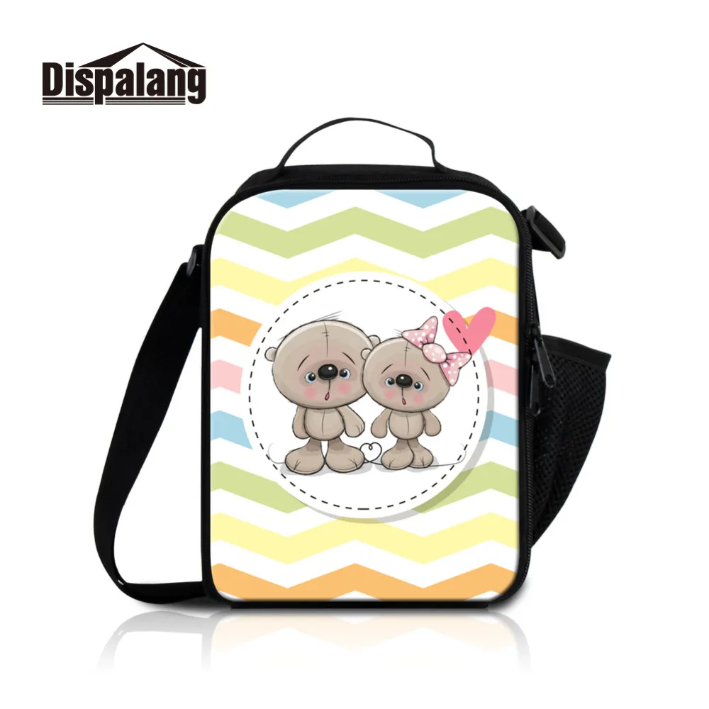 Dispalang Lover Cooler Lunch Bag Kids Lunch Box For Baby Boys Girls Cartoon Bear Print School Thermal Insulated Pinic Food Box boys-lunch-bag