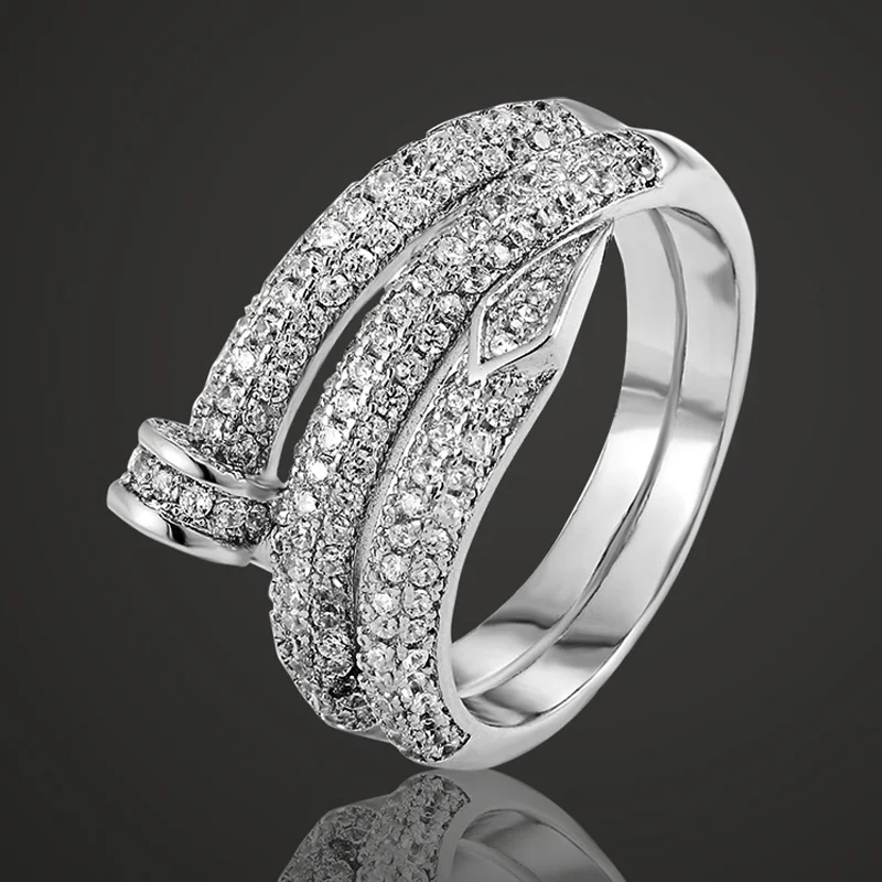 

Blucome cubic Zircon Nail Rings for Women Wedding Jewelry Fashion Bridal copper Finger ring Bridal Accessories Aneis Anel Ouro